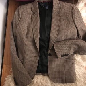 J Crew Fully Lined Wool Blazer Checked Tweed